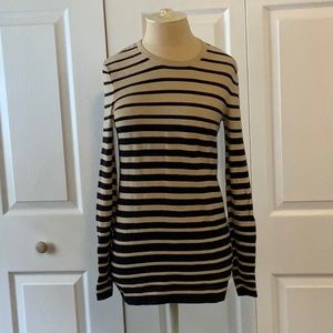 J.McLaughlin L/S Knit Shirt- Beige and Black Stripe- XS